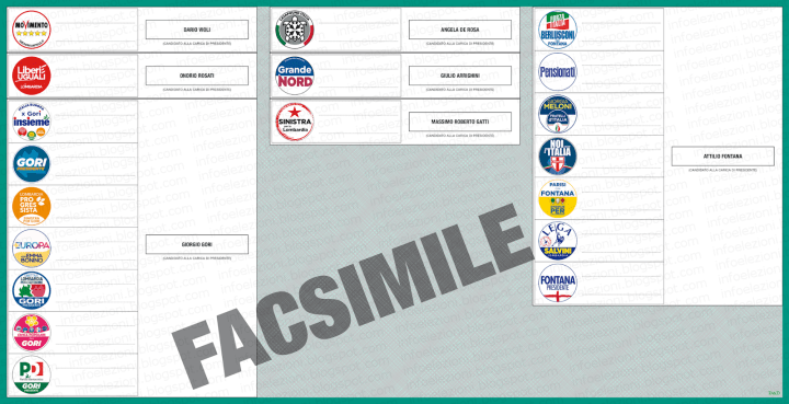Scheda Elezioni Regionali 2018 Lombardia
